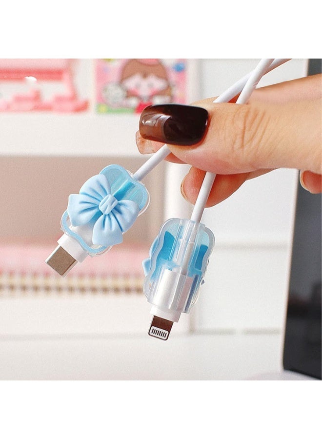 ChicAbode Cable Protector Cover, Cute Cable Protector for iPhone Charger, Kawaii Bow-Knot Data Cable Protector Anti-Bending, Data Cable USB Charger Wire Saver Protector Fit for iPhone 14 13 12 11 Pro Max-Blue - Image 4
